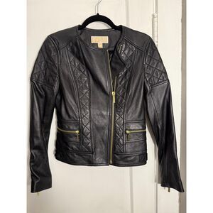 Michael Kors Genuine Leather Quilted Motorcycle Jacket
